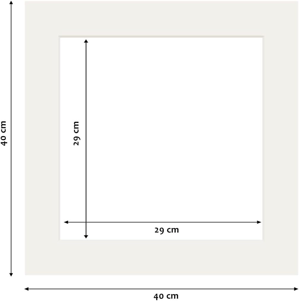 PHOTOLINI Passepartout 40x40 aussen für 30x30 innen, säurefrei 1,5 mm Passepartout Karton Creme-Weis