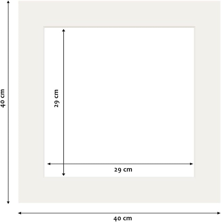 PHOTOLINI Passepartout 40x40 aussen für 30x30 innen, säurefrei 1,5 mm Passepartout Karton Creme-Weis