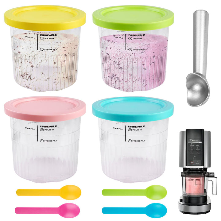 BORDEAG Behälter für Ninja Creami - 4 Stück Eisbehälter, Ersatz für NC501EU, NC500EU Zubehör