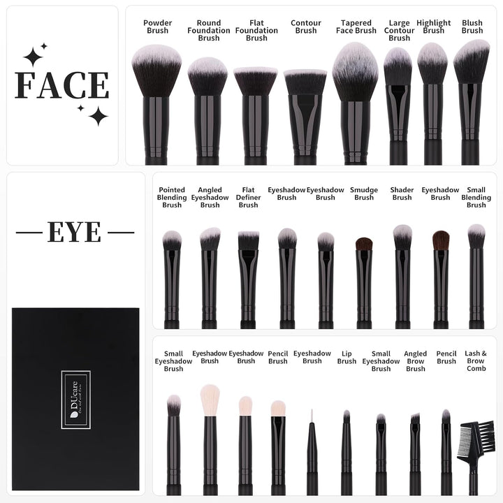DUcare Pinselset Makeup 27 Stücke Professional Make up Matte Premium Hair Kabuki Foundation Pinsel B