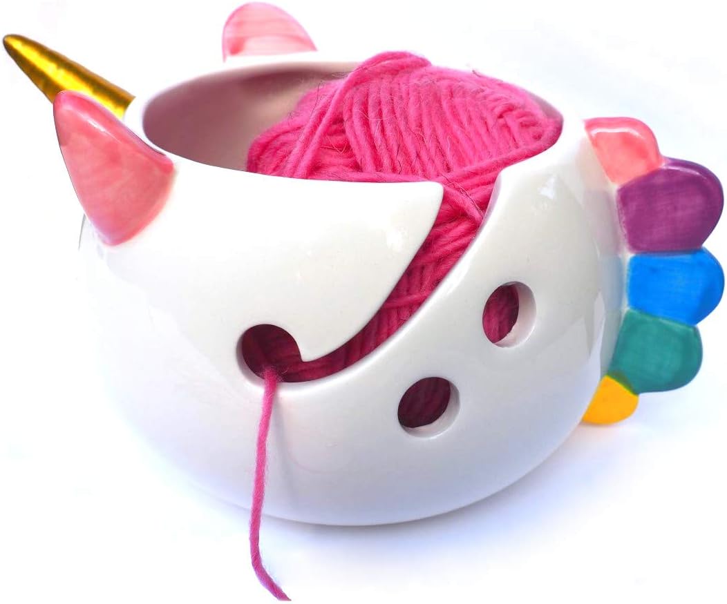 Einhorn-Garnschale zum Stricken – Keramik-Strickschale, extra gross, 21,6 cm, Keramik-Garnschale, Hä