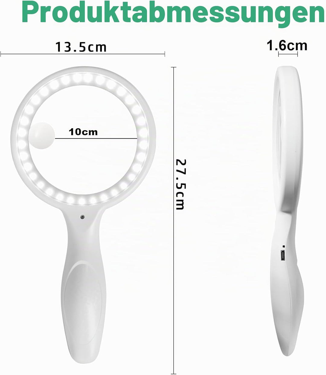 Lupe mit Licht, 60 Fach 33 LED Handlupe 30XLeselupe mit Licht, USB-Aufladung Lupe 3 Modi Leselupe fü