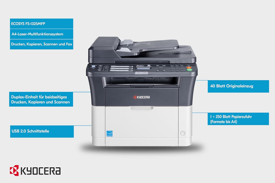 Kyocera Klimaschutz-System Ecosys FS-1325MFP 4-in-1 Laser-Multifunktionsdrucker: Duplex Drucker, SW-