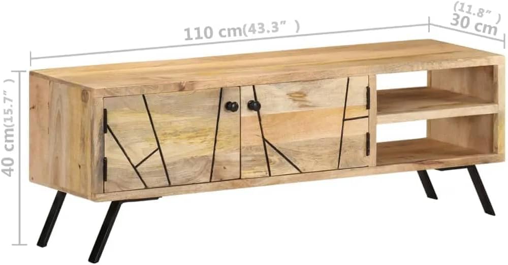 vidaXL Mangoholz Massiv TV Schrank Rustikal Lowboard TV Möbel Tisch Board Sideboard Fernsehtisch Fer