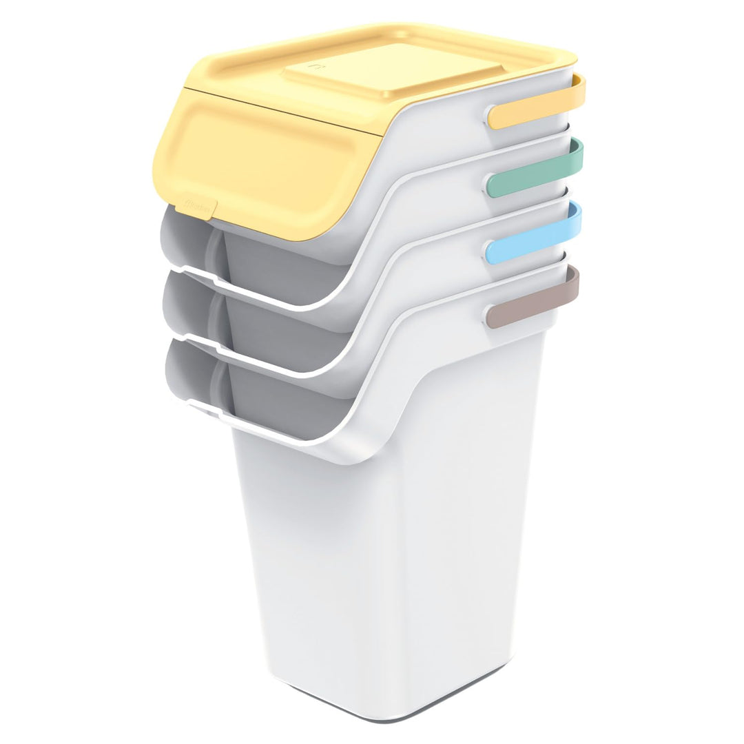 Keden Kaddi Q Mülltrennsystem 4x25L Set mit Aktivkohlefilter, Mülltrennungsbehälter mit Deckel Recyc