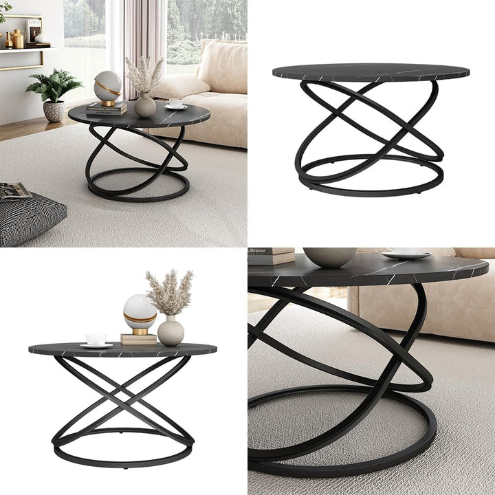 Vicco Couchtisch Calgary, Schwarz/Schwarzer Marmor, 79.5 x 46 cm mit grosse Arbeitsfläche, Schwarz