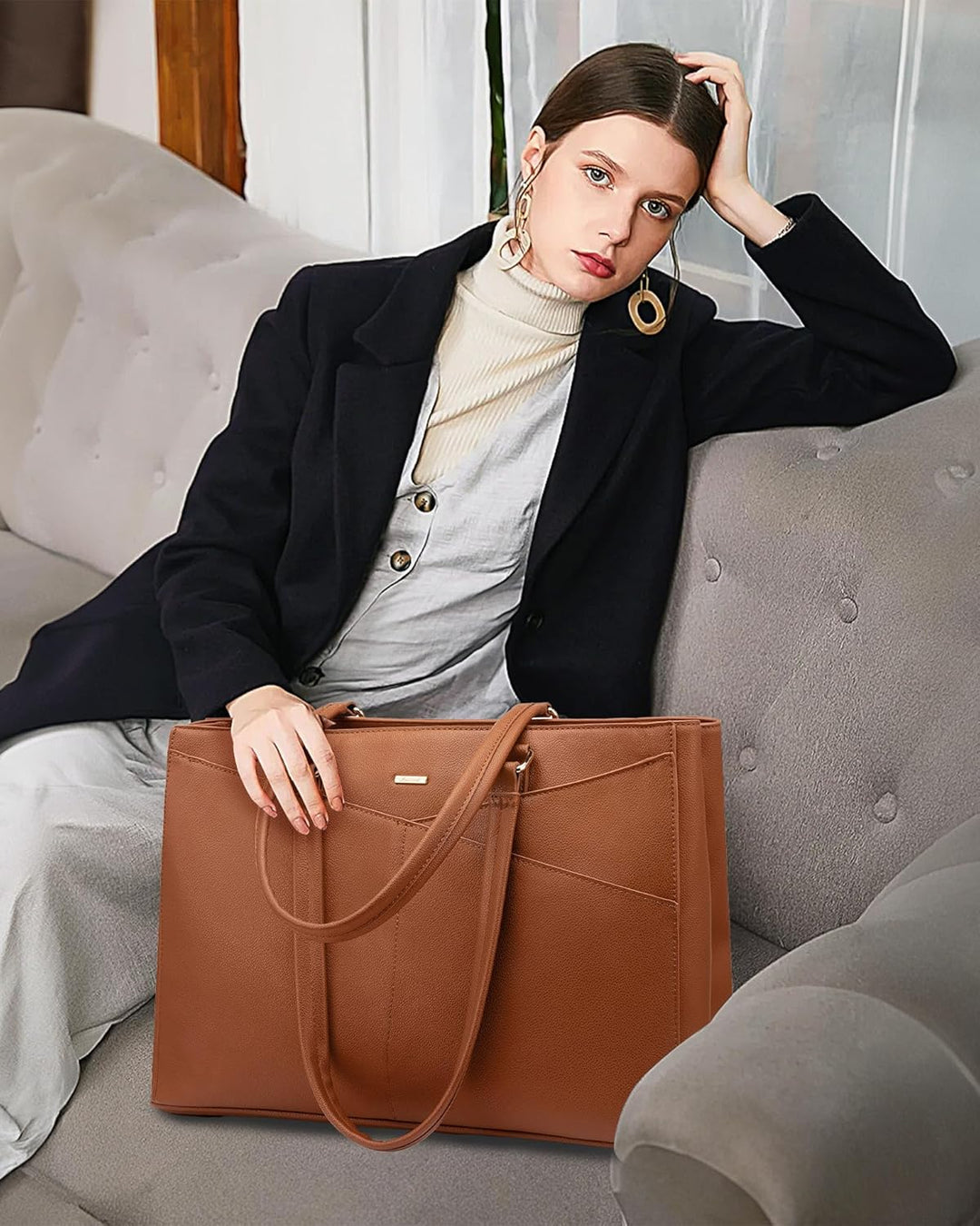 LOVEVOOK Laptop Handtasche Damen, Laptoptasche 15,6 Zoll Mittelgross Arbeitstasche Lehrertasche Shop