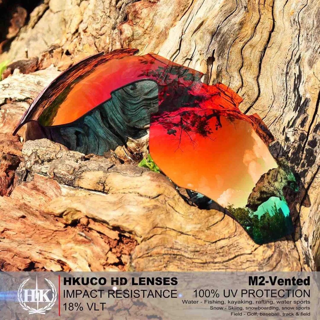 HKUCO Plus Mens Replacement Lenses For Oakley M2-Vented Red/Black Sunglasses