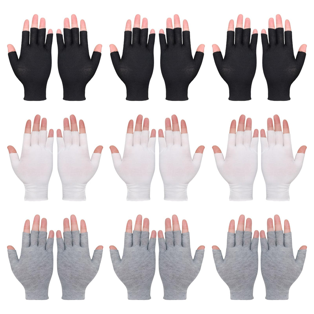 9 Paar Baumwollhandschuhe Fingerlos Fingerlose Baumwollhandschuhe Baumwollhandschuhe Ohne Finger Bau