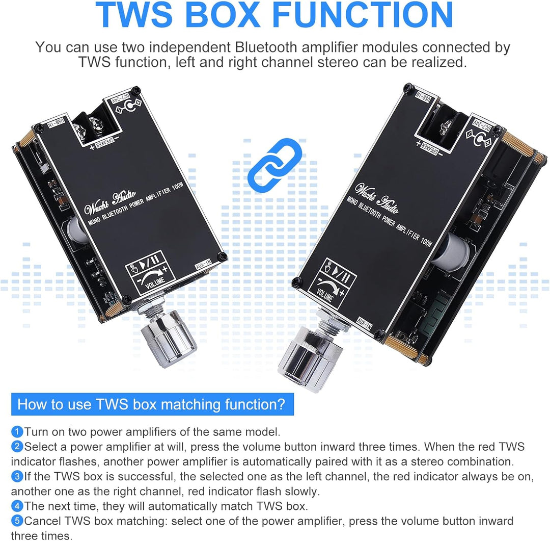 HiFi-Verstärker mit Bluetooth 5.1, ZK-1001B Audioverstärker Karte 100W Mini TWS Mono Audio-Verstärke