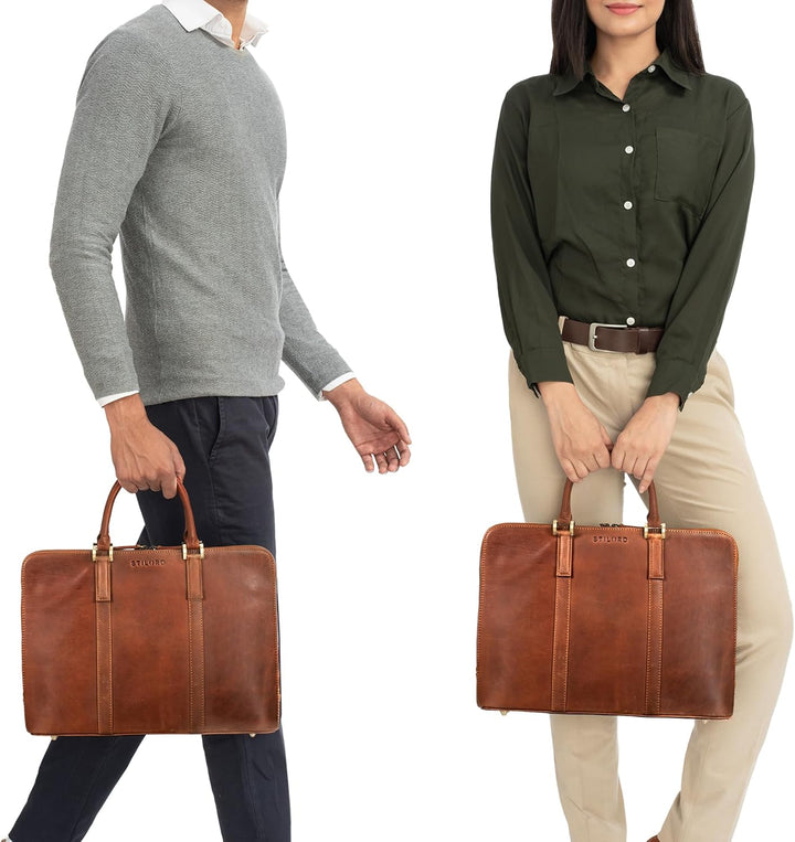 STILORD 'Clover' Arbeitstasche Damen Leder Elegant Business-Tasche Vintage Laptoptasche 13,3 Zoll Do