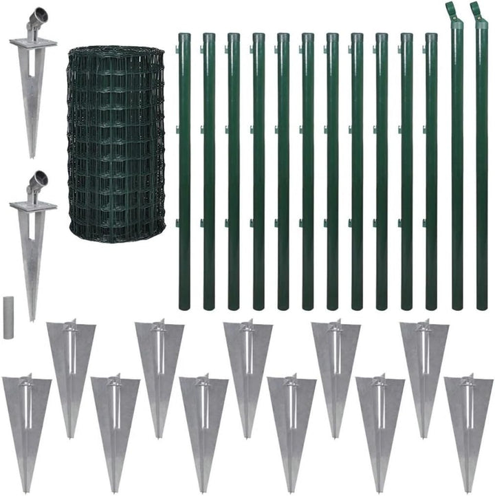 Tidyard Eurozaun-Set mit Erdn?geln, Gartenzaun Maschendraht, Stahl Grün, 25 Meter L?nge, H?he w?hlba