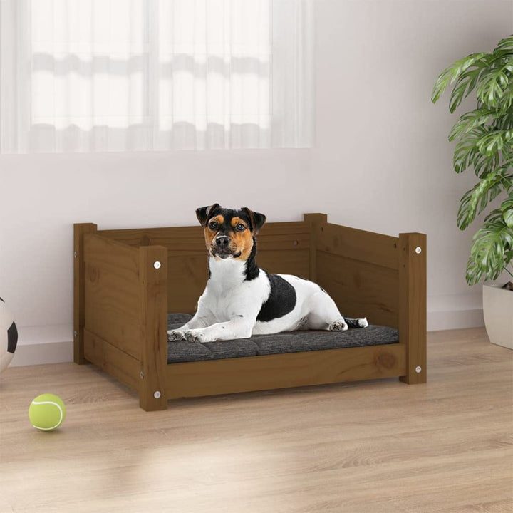 homiuse Hundebett Katzenbett Honigbraun 55,5x45,5x28 cm Massivholz Kiefer Hundekorb Katzenkorb Hunde