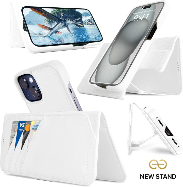 Dreem Fibonacci iPhone 15 Brieftaschen-Etui / 2-in-1 stossfestes Etui und abnehmbares Folio aus vega