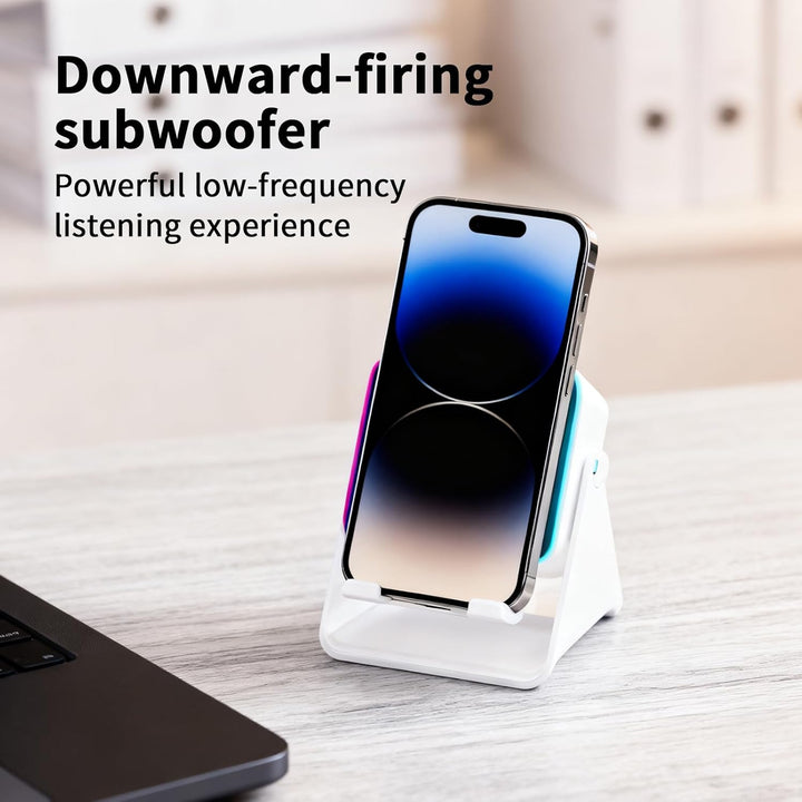 Induktionslautsprecher – Klappbarer Audio-Bracket Station mit Licht, 10 W Telefonhalterung, Induktio