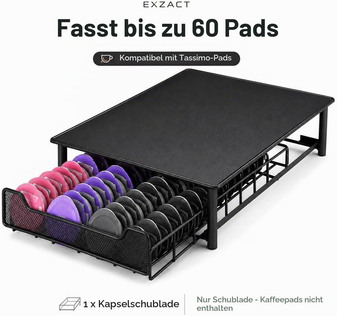 EXZACT Kaffeekapselschublade, kompatibel mit Tassimo-Pads, die Schublade wird nicht von Tassimo verk