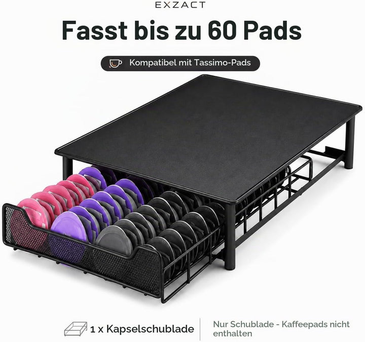 EXZACT Kaffeekapselschublade, kompatibel mit Tassimo-Pads, die Schublade wird nicht von Tassimo verk