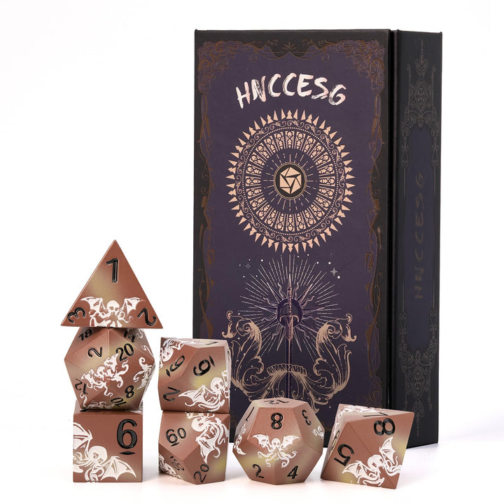 Krake Metall Würfel Set 7-teilig – Premium Polyedrische Rollenspiel Würfel mit Magnetischer Geschenk