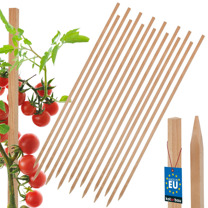 KOTARBAU® 15er Set Tomatenstäbe Pflanzstäbe 150 cm Zaunpfahl Holzpfosten Holzpflock angespitzt Pflan