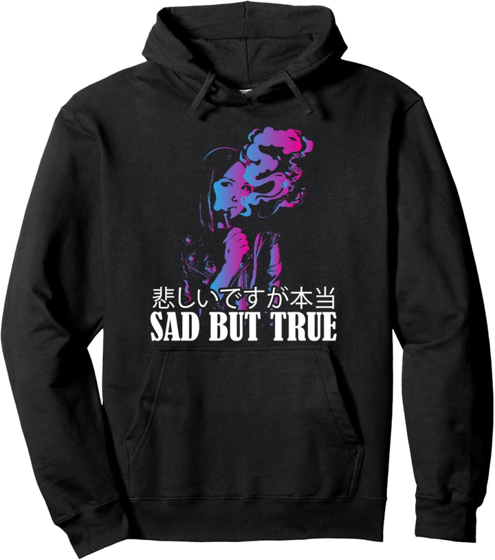 Trauriges aber rad rauchendes asoziales Anime-Mädchen Pullover Hoodie