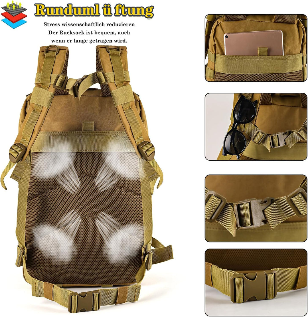 TANTOMI Taktischer Rucksack, 45L Militär Rucksack, Outdoor Rucksack, Travel Backpack, Tactical Backp