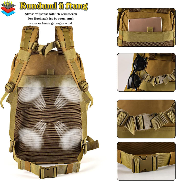 TANTOMI Taktischer Rucksack, 45L Militär Rucksack, Outdoor Rucksack, Travel Backpack, Tactical Backp