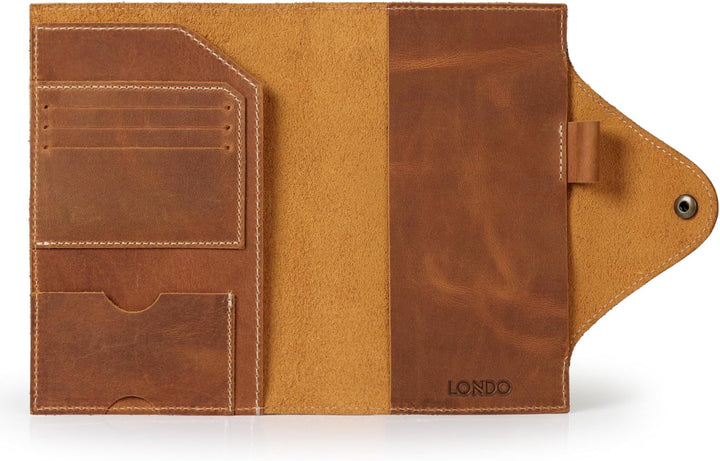 Londo Echtleder Schreibmappe Konferenzmappe mit Notizblock Notizblock und Schloss Kamel M, Kamel M