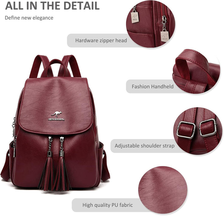 NICOLE & DORIS Rucksack Damen Elegant Rucksack Anti Diebstahl Rucksackhandtaschen PU Leder Rucksäcke