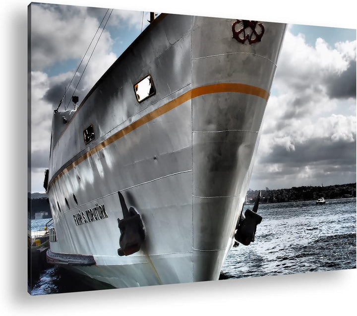 deyoli gigantisches Schiff am Meer im Format: 80x60 als Leinwandbild, Motiv fertig gerahmt auf Echth