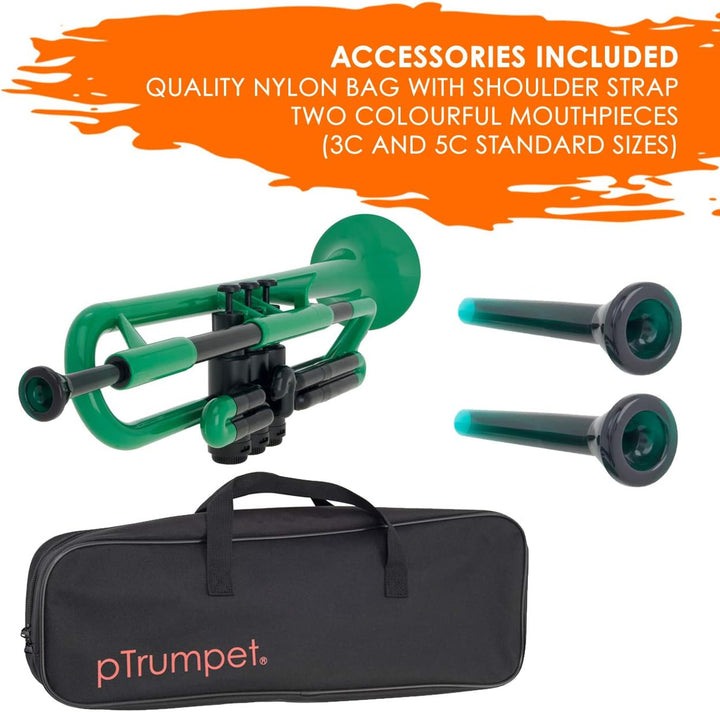 pTrumpet 700628 Trompete mit Tasche und Mundstück grün, Grün