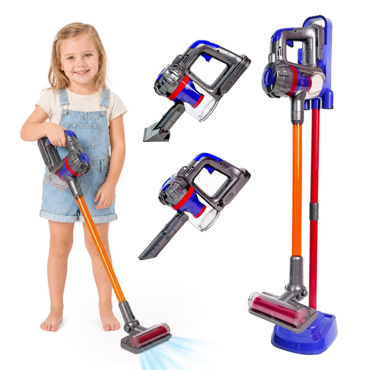 3-in-1 Kinderstaubsauger Spielzeug mit echter Saugfunktion Lila, Lila