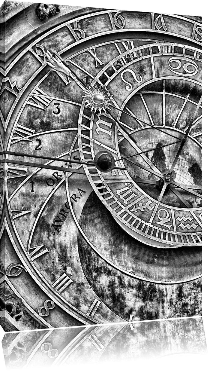 Monocrome, Sonnenuhr, Format: 100x70 auf Leinwand, XXL riesige Bilder fertig gerahmt mit Keilrahmen,