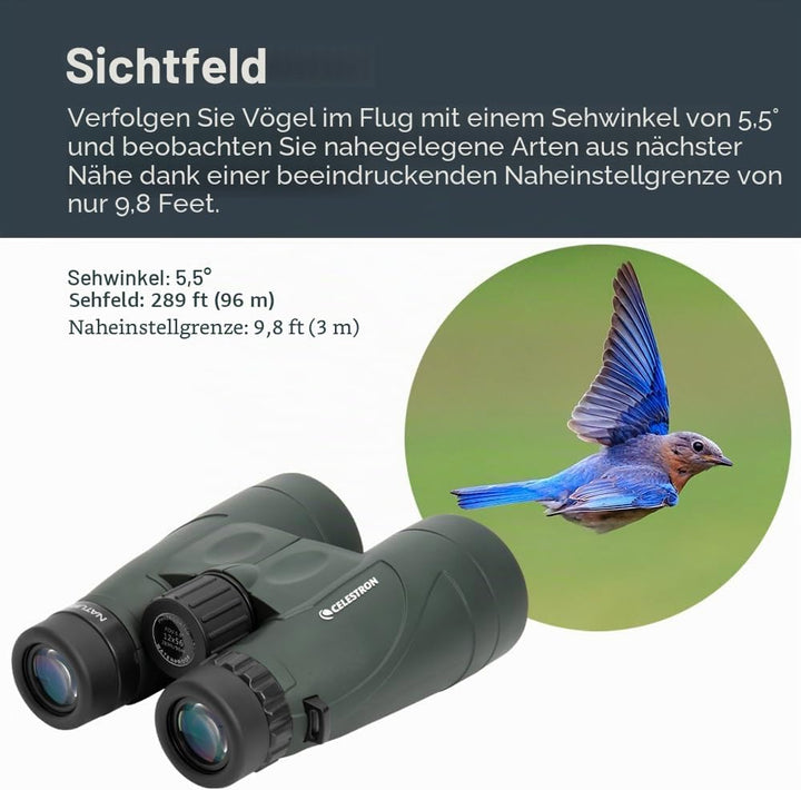 Celestron 71336-CGL Nature DX Fernglas, mit 12 x 56 Vergrösserung, mit BaK4-Prismen, Schwarz Nature