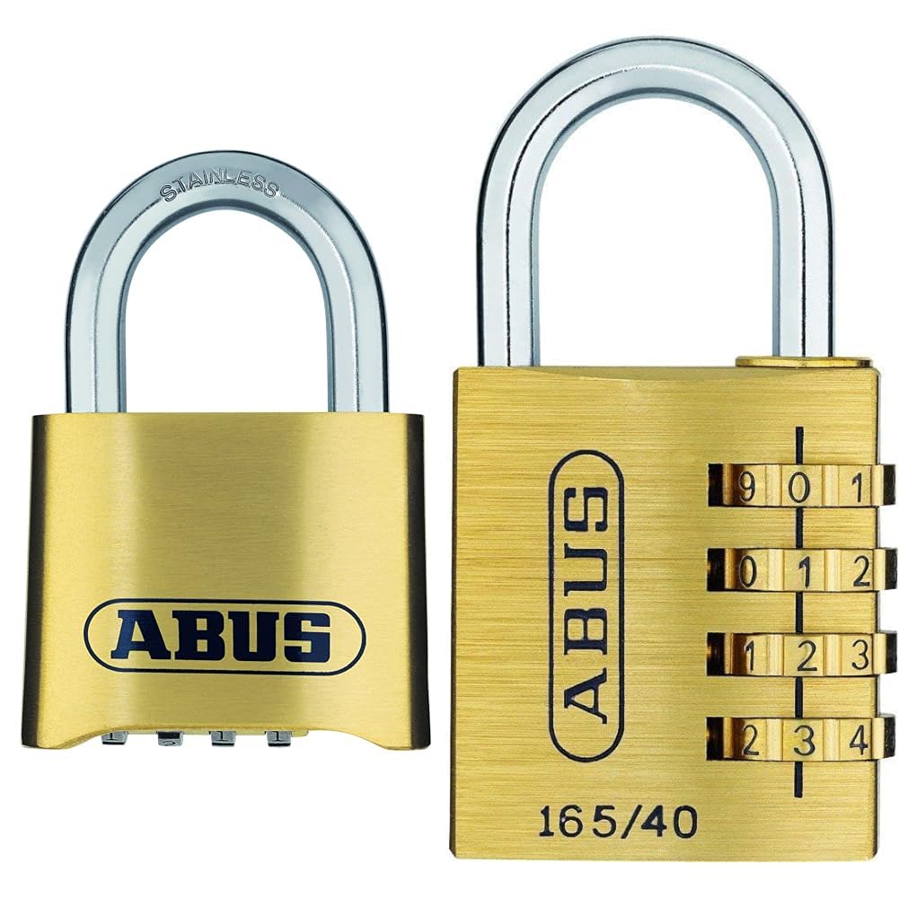ABUS Zahlenschloss 180IB/50 - Vorhängeschloss aus Messing & Zahlenschloss 165/40 - Vorhängeschloss a