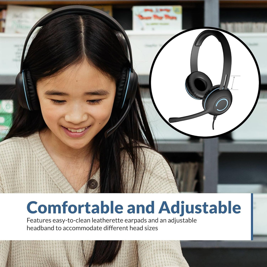 Cyber Acoustics Stereo-Headset, 3,5-mm-Anschluss, Inline-Lautstärkeregler, geräuschunterdrückendes