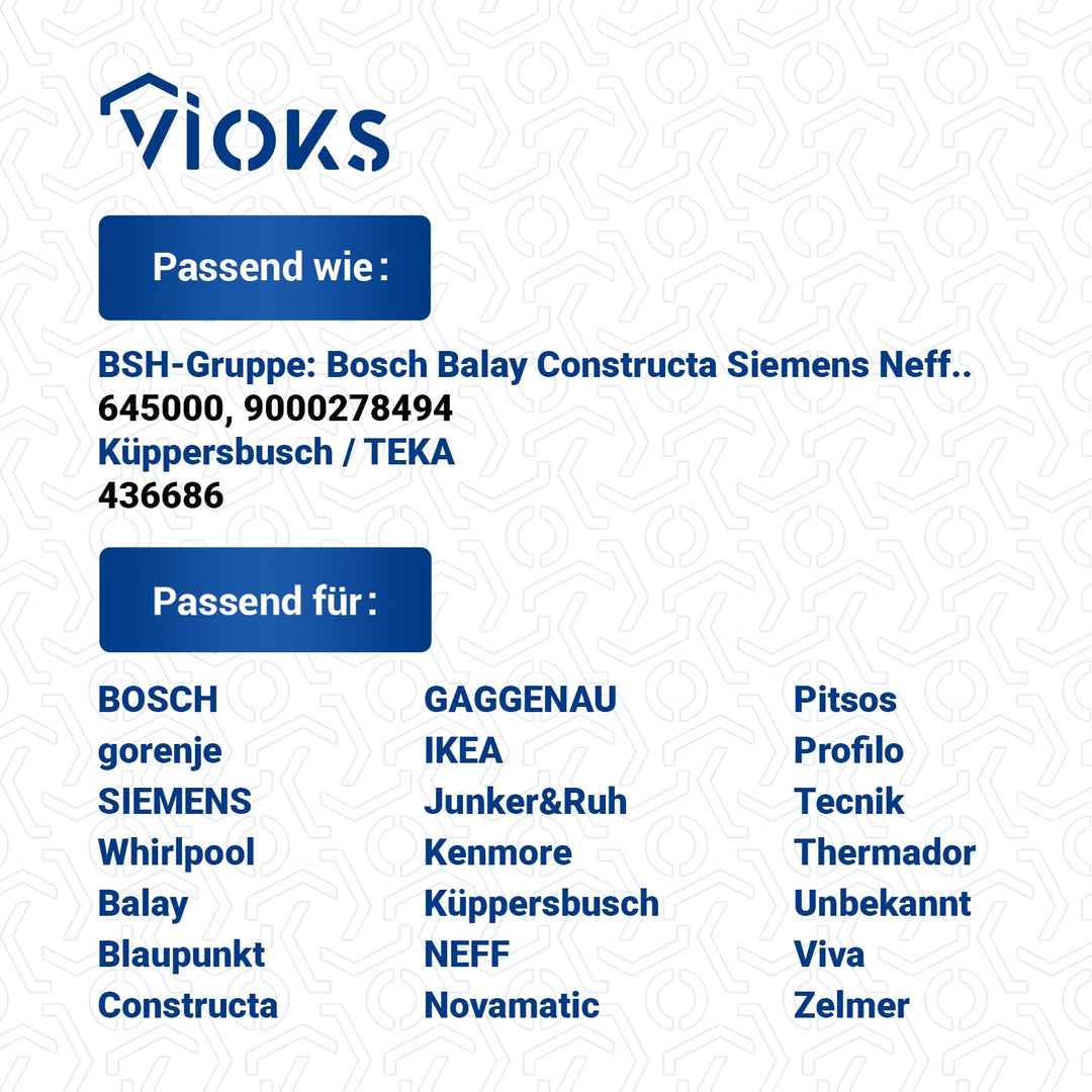 VIOKS Salztrichter Ersatz für Bosch Siеmens Neff Costructa 00645000 Küppersbusch Teka 436686 Einfüll