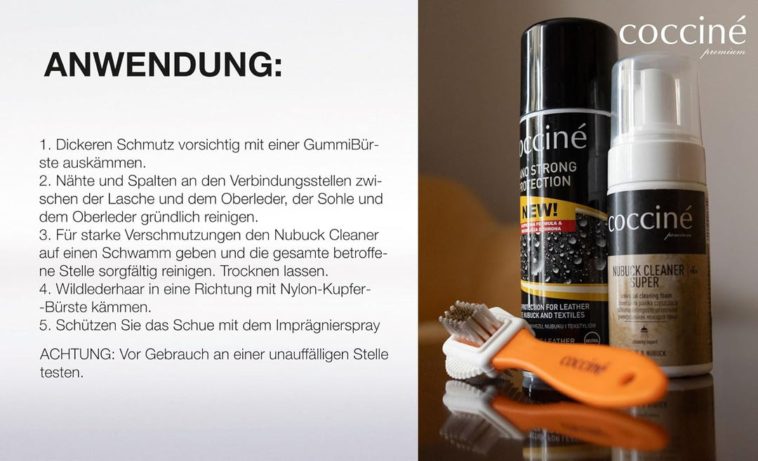 Cocciné - Universelles 3-in-1 Schuhpflege-Set, Reinigung von Schuhen, Imprägnierung von Schuhen, Dau