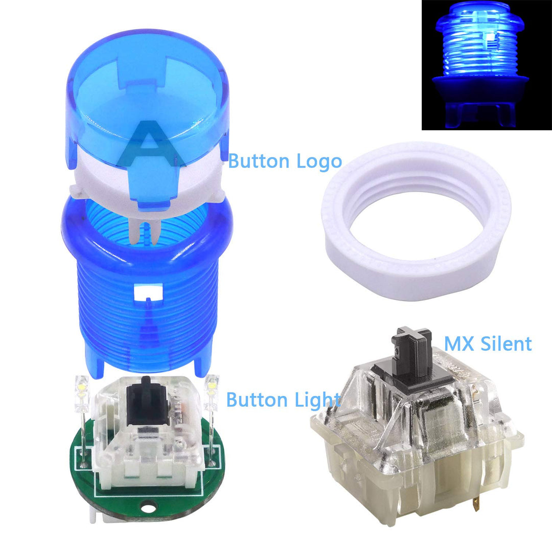 SJ@JX Arcade 2 Player Game Controller Stick DIY Kit LED Buttons MX Microswitch 8 Way Joystick USB En