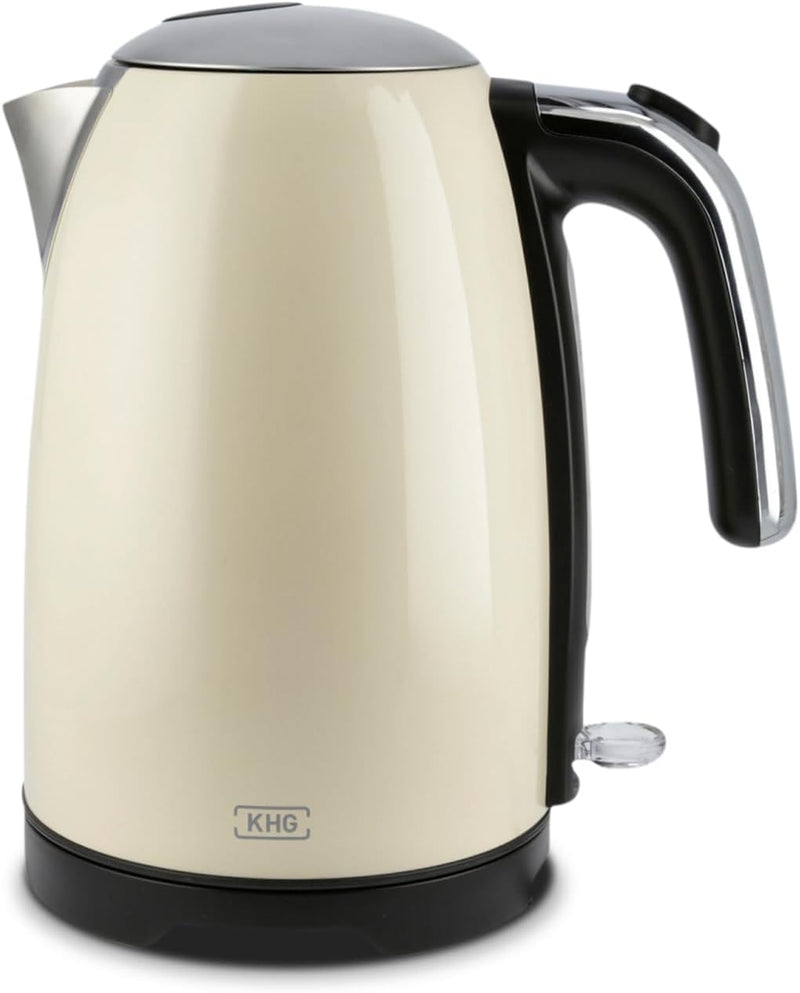 KHG Wasserkocher WK-1714 CE Creme Beige 1,7 Liter 2200 Watt, Retro Look, Abschaltautomatik, herausne