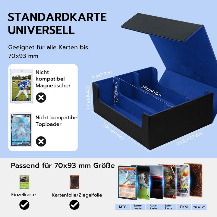 Card Deck Box for MTG, Gathering Kartenbox für 1800+ Karten mit Trennwänden,PU Leder Starkes Magneti