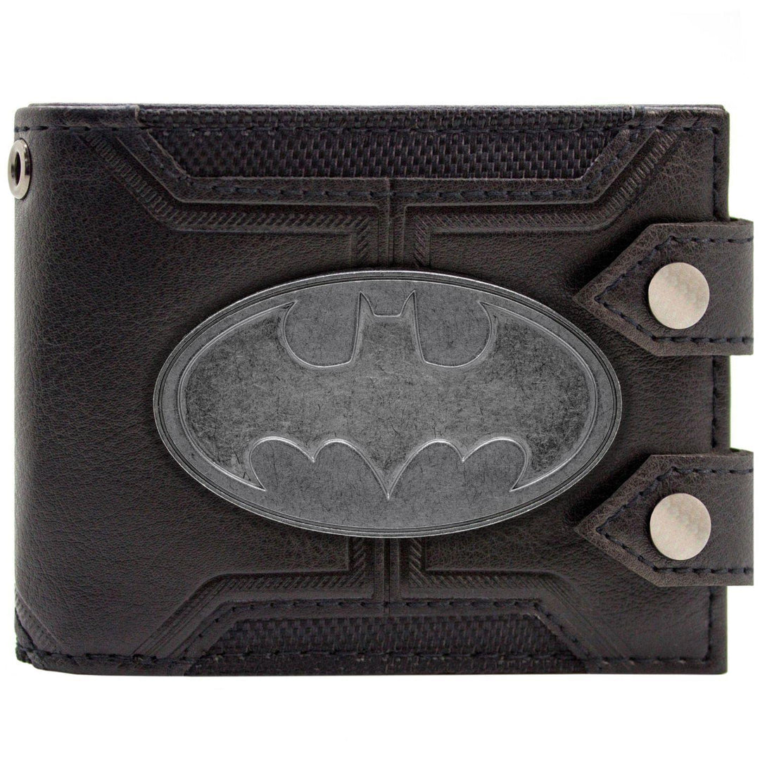 The Dark Knight Batman Anzug Stahl Abzeichen Doppelknopf Geldbörse/Geldbeutel Bi-Fold ID & Kartenhal
