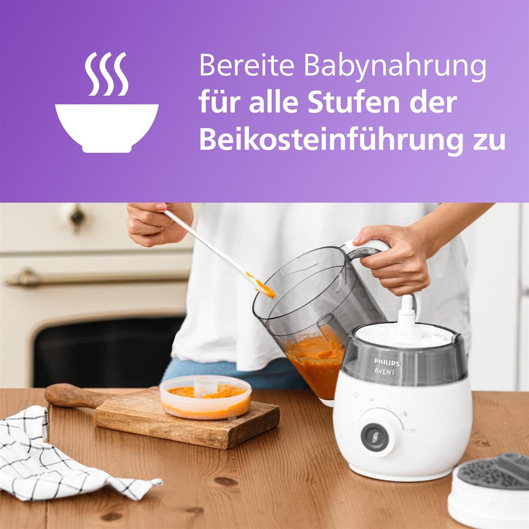 Set aus AVENT 4-in-1 Dampfgarer mit Mixer Premium, Babynahrungszubereiter, spülmaschinenfest, Modell