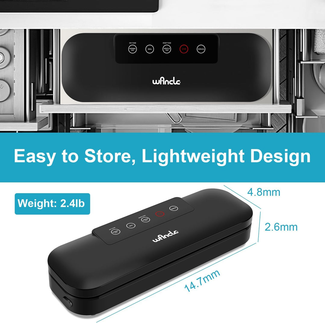 Wancle Vakuumierer Vakuumiergerät, 4 in1 Automatischer Lebensmittelversiegeler für Sous Vide Kochen