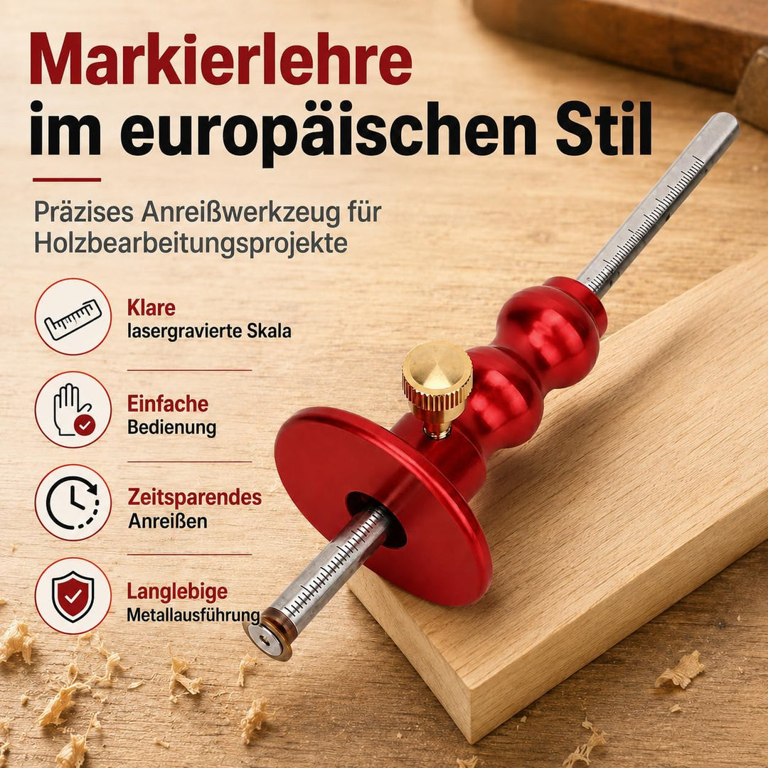 Holzmarkierungslehre-Holzschreiber Einsteckschloss Holzbearbeitungsrad Markierung Rot, Holz Scribe M