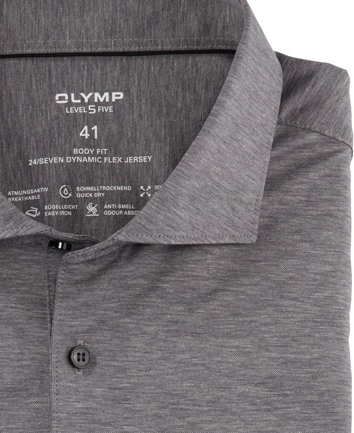 OLYMP Herren Businesshemd Langarm Level Five 24/Seven,Uni,Body fit,Kent-Kragen 40 Grau 62, 40 Grau 6
