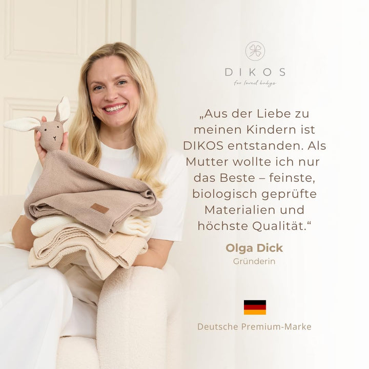 DIKOS® Babydecke aus *100%* GOTS Bio Baumwolle grau | Herbst/Winter Neugeborenen Baby Decke | Strick