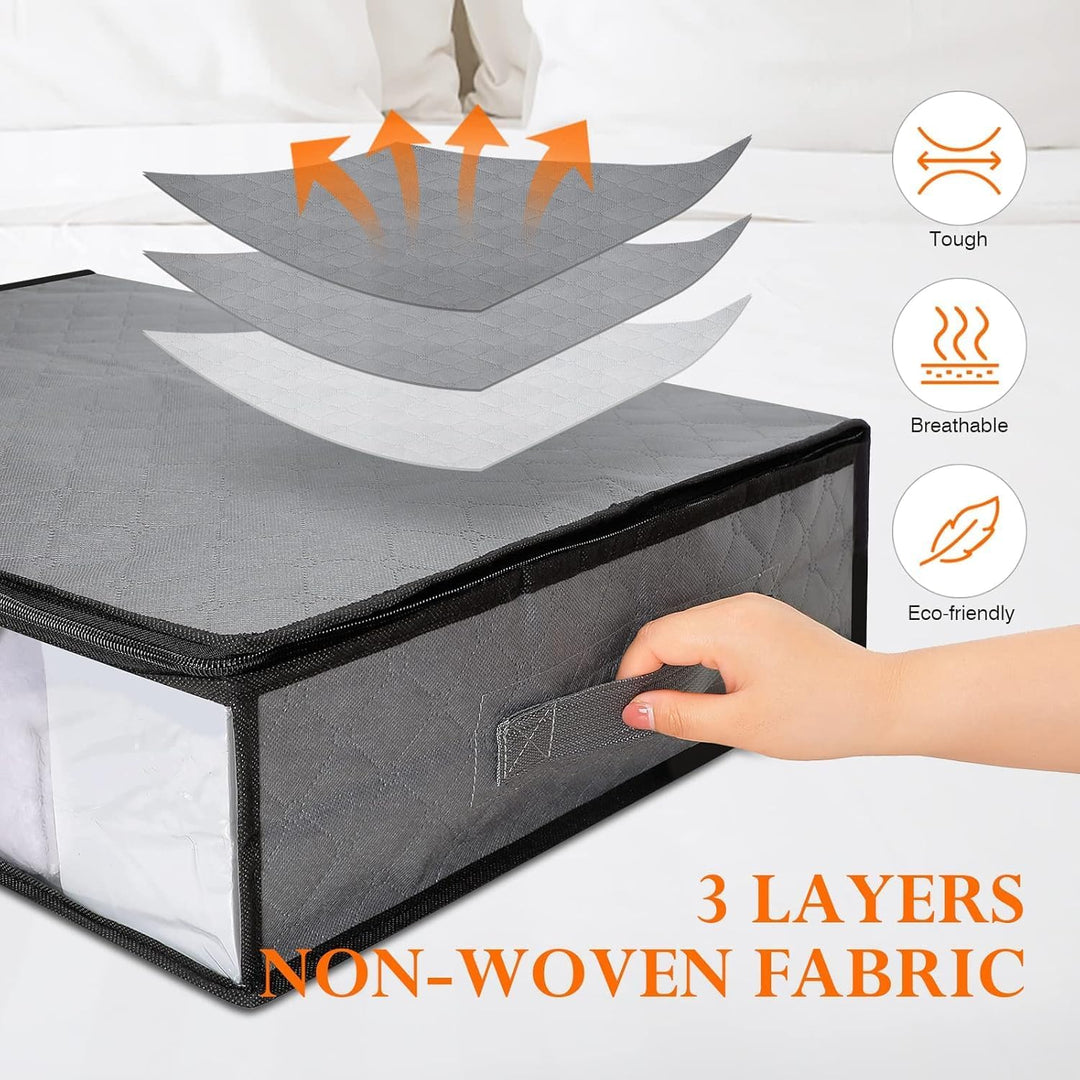 AiQInu Unterbett Aufbewahrungsbox,6 Stück Unterbettkommode mit Sichtfenster und 4 Haltegriffen 60x 4