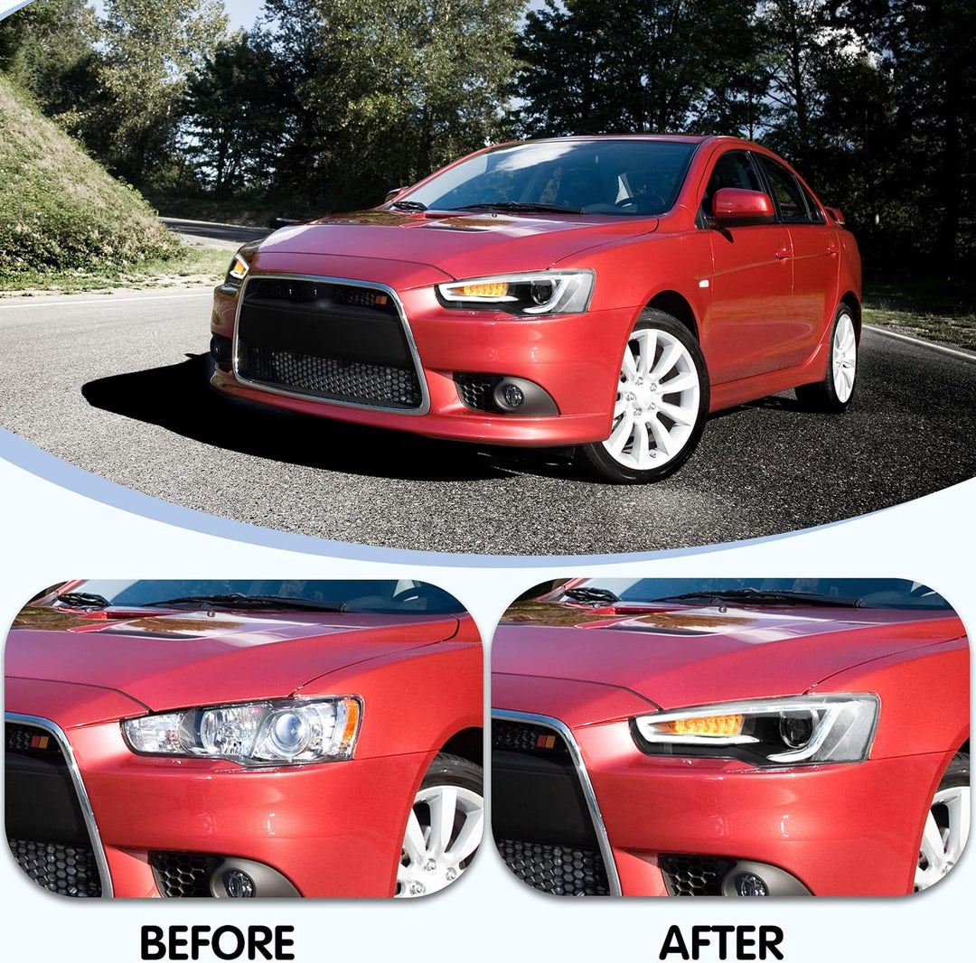 VLAND Scheinwerfer passend für EVO X & Lancer 2008-2020 Ersatzscheinwerfer mit dynamischer Anzeige,