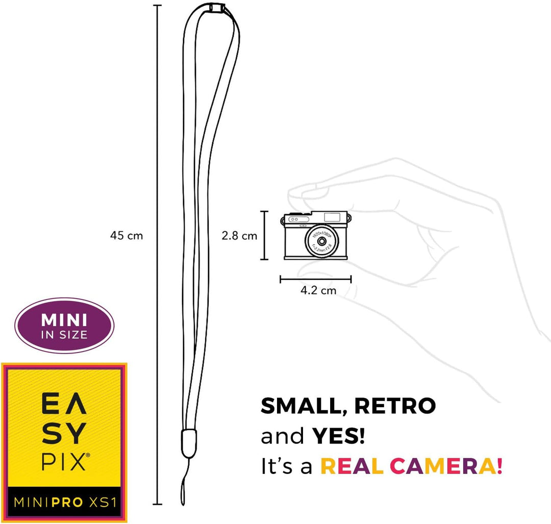 Easypix MiniPro XS1 • Echte Digitalkamera im Miniaturformat • Stylische Retro-Mini-Kamera für Fotos