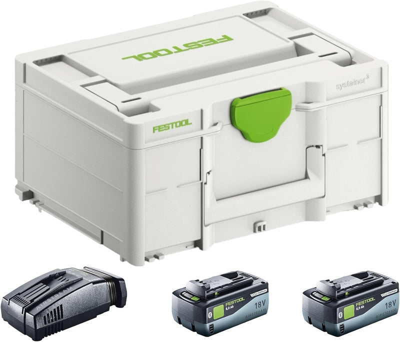 Festool Energie-Set SYS 18V 2x8,0/SCA16 (mit Akkupacks BP 18 Li 8,0 ASI, Schnellladegerät), im Systa